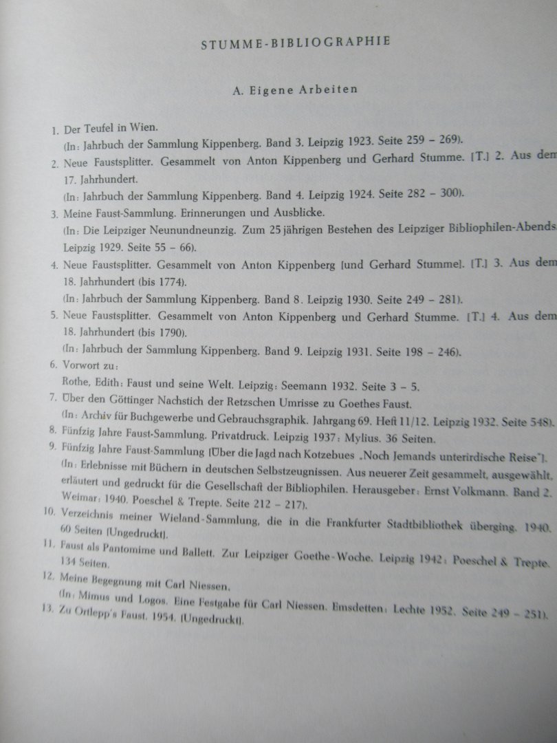 Stumme, Gerhard - Meine Faust Sammlung