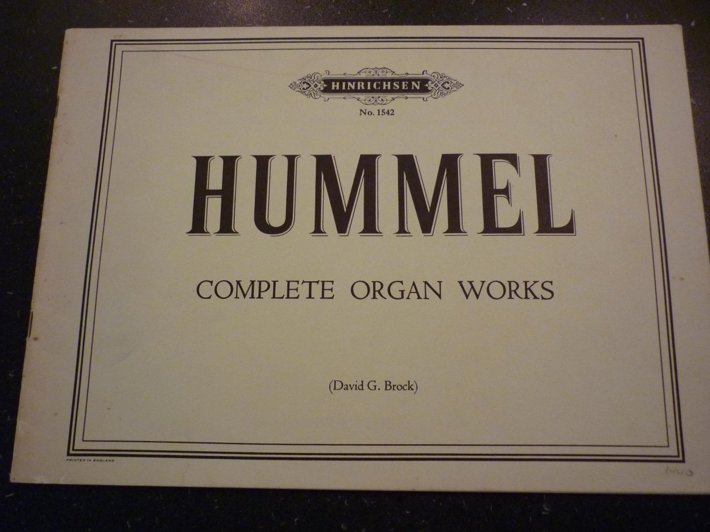 Hummel; J.N. - Complete Organ Works (David G. Brock)
