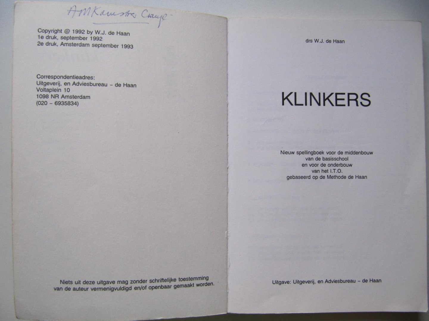 drs. W.J. deHaan - Klinkers / druk 2 - "mede"klinkers/ druk2