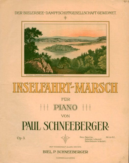 Schneeberger, Paul: - Inselfahrt-Marsch für Piano. Op. 3. Piano 2ms