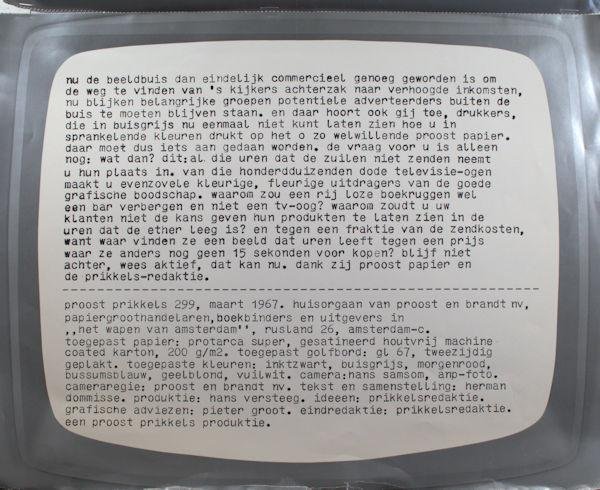 Domisse, Herman (tekst en samenstelling). - Voorzetraam voor de tv op de uren da er geen uitzending is.