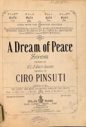 Pinsuti, Ciro: - A dream of peace. Song. The words by H.L. D`Arcy Jaxone. No. 2 in D