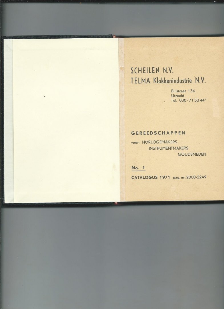 Scheilen NV - Telma Klokkenindustrie NV - Gereedschappen voor horlogemakers, instrumentmakers, goudsmeden.No. 1. Catalogus 1971