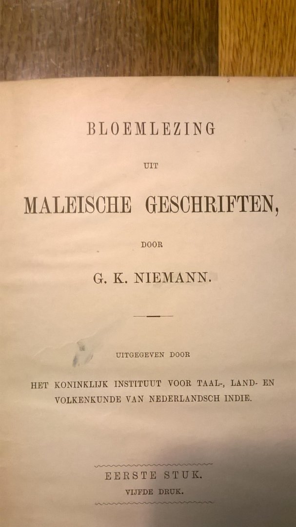 Niemann G.K. - Bloemlezing uit maleische geschriften