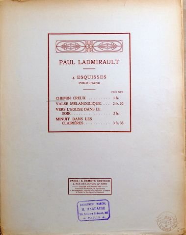 Ladmirault, Paul: - 4 esquisses pour piano