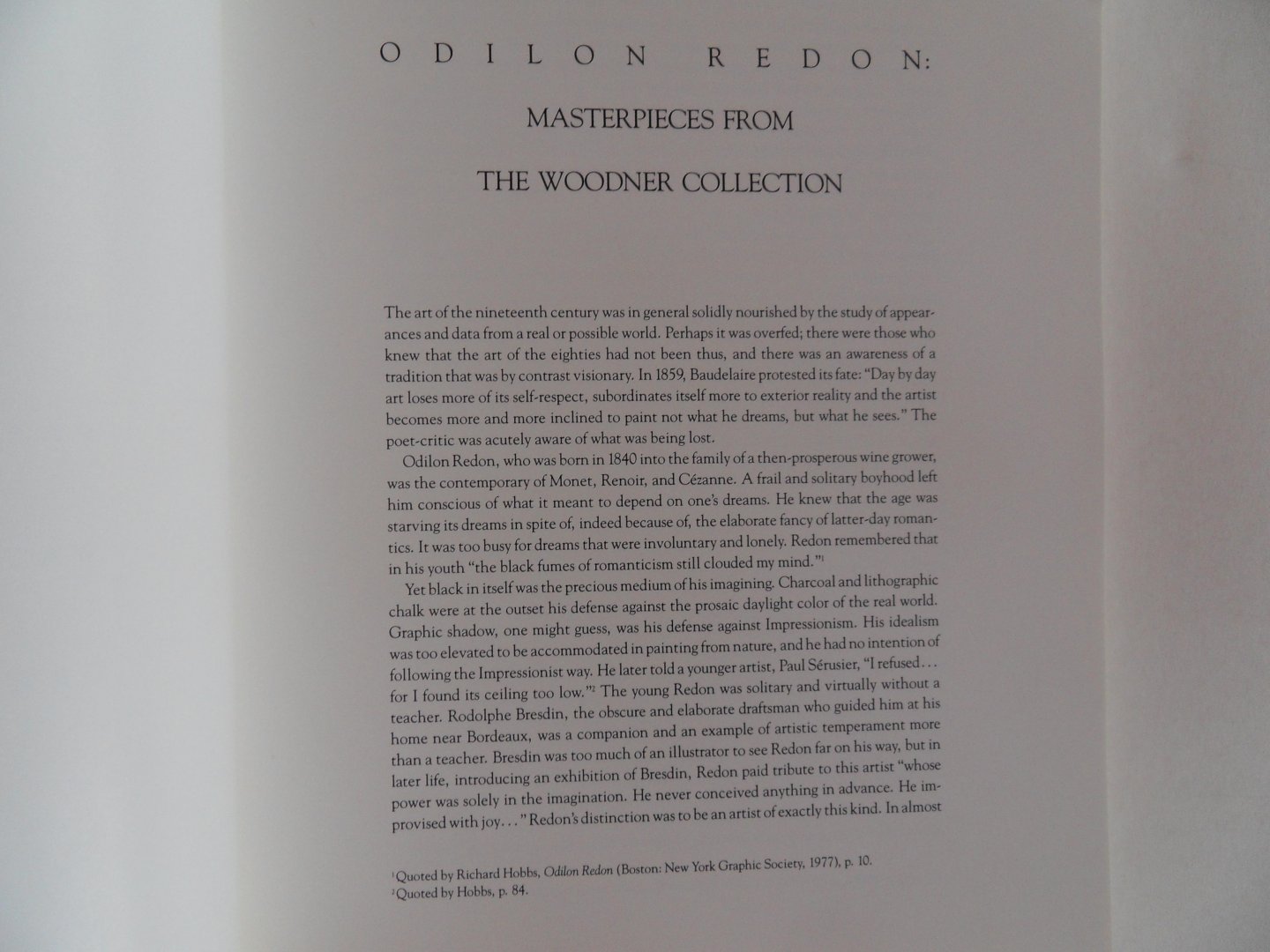 Gowing, Lawrence (introduction). - Odilon Redon. - The Woodner Collection.