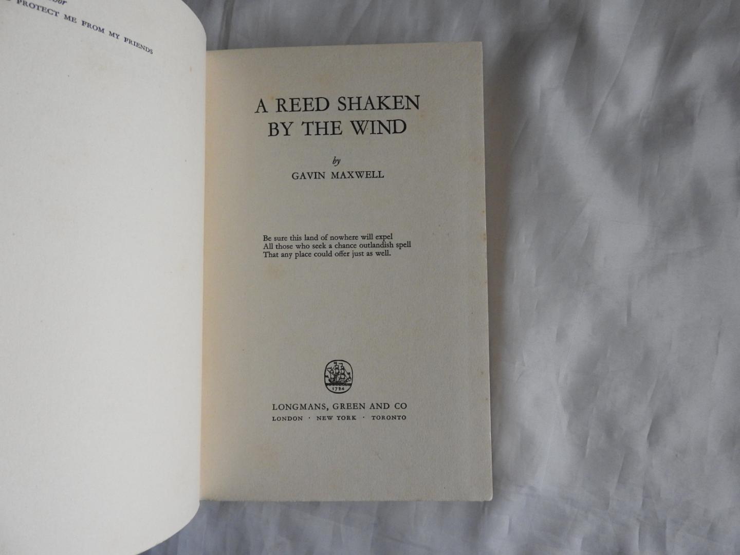Maxwell, Gavin G. - A Reed Shaken by the Wind