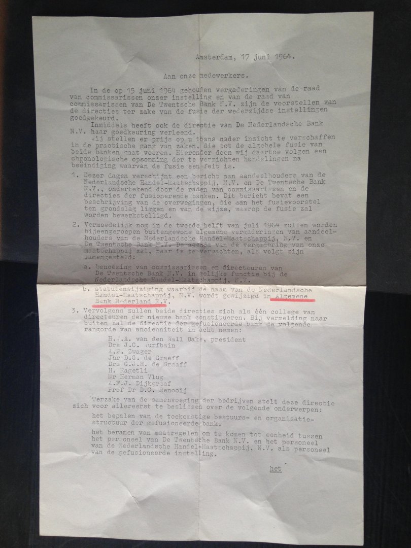  - Fusie van De Twentsche Bank-Nederlandsche Handel Maatschappij tot ABN