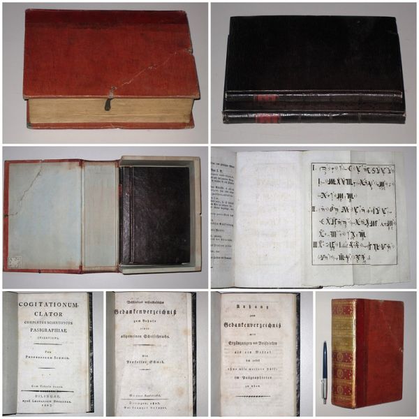 SCHMID, PROFESSOR [JOHANN MICHAEL], - Vollständiges wissenschaftliches Gedankenverzeichnis zum Behufe einer allgemeinen Schriftsprache. + Anhang mit Ergänzungen und Beispielen. & Cogitationumclator: completus scientificus pasigraphiae.
