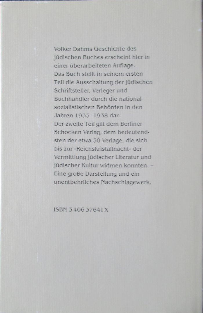 Dahm Volker - Das Jüdische Buch im dritten Reich