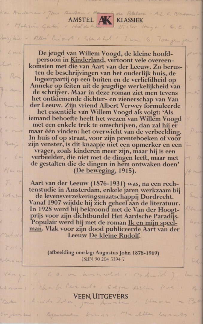 Leeuw (Hof van Delft, 23 juni 1876 - Voorburg, 17 april 1931), Aart van der - Kinderland - Voor een venster, Het vergif, Gulle dagen, Verdriet, nneke en De eenzaamheid