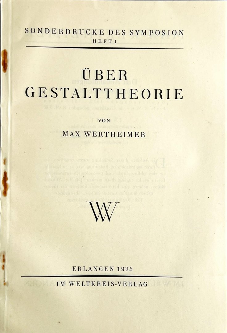 Wertheimer, Max. - Über Gestalttheorie.