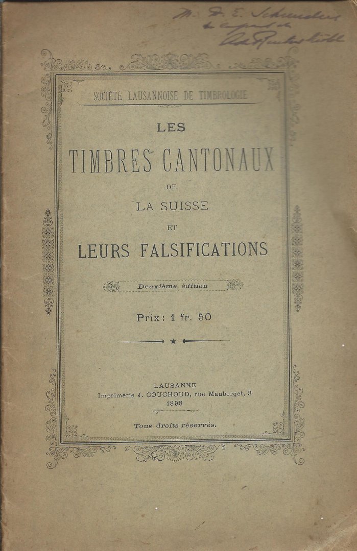 A. de Reuterskiold - Les Timbres Cantonaux de la Suisse