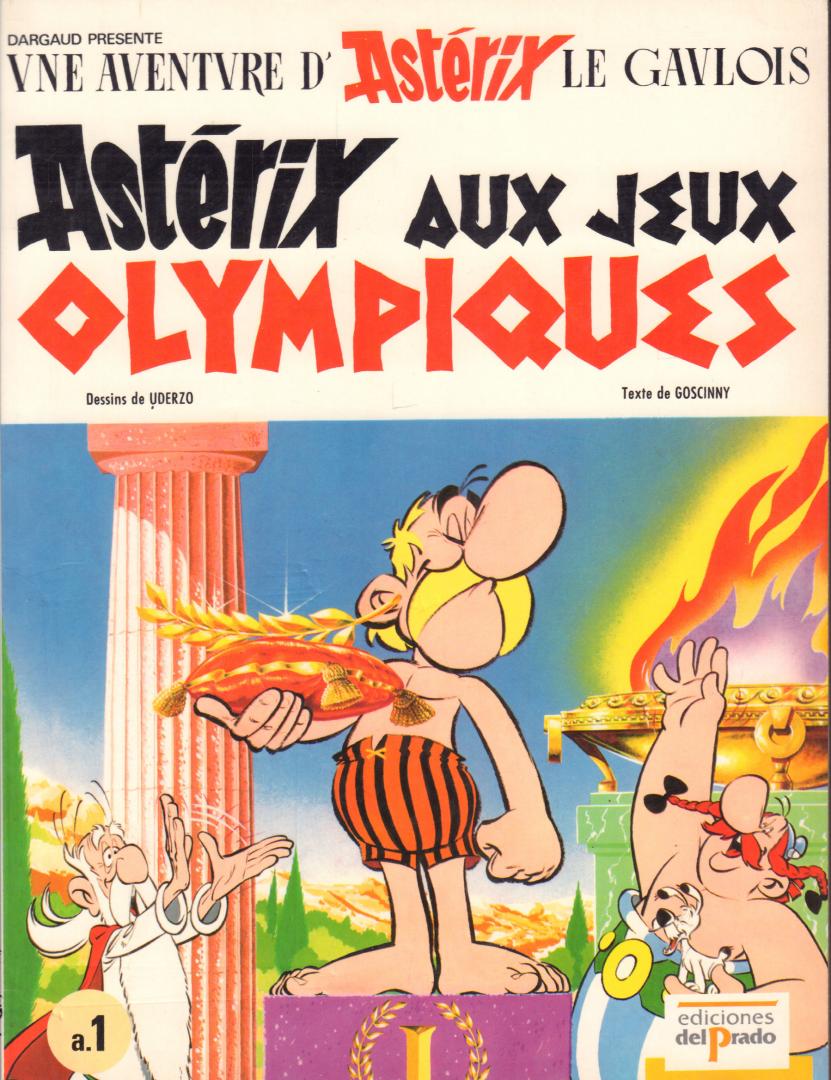 Goscinny / Uderzo - Asterix a.1, Asterix aux Jeux Olympiques, softcover, zeer goede staat, + losse bijlages Jouons Francais + Glossaire Frans - Spaans