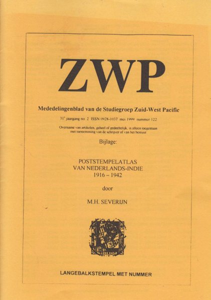 Severijn, M.H. - Poststempelatlas van Nederlands-Indie 1916 -1942