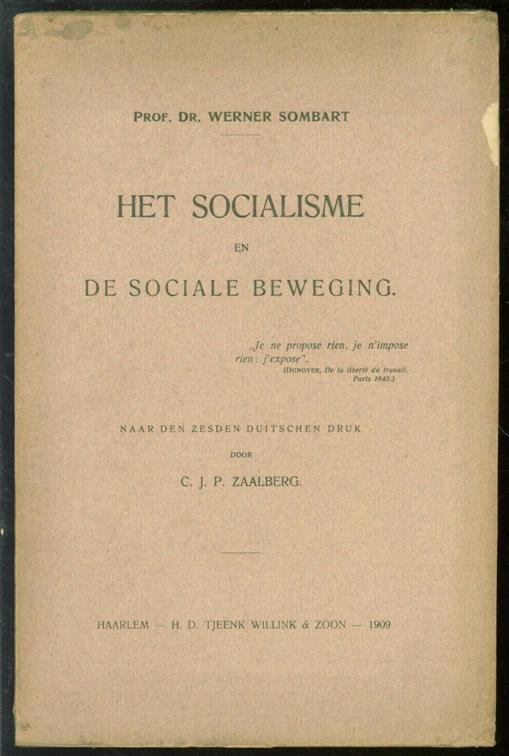 Sombart, Werner - Het socialisme en de sociale beweging