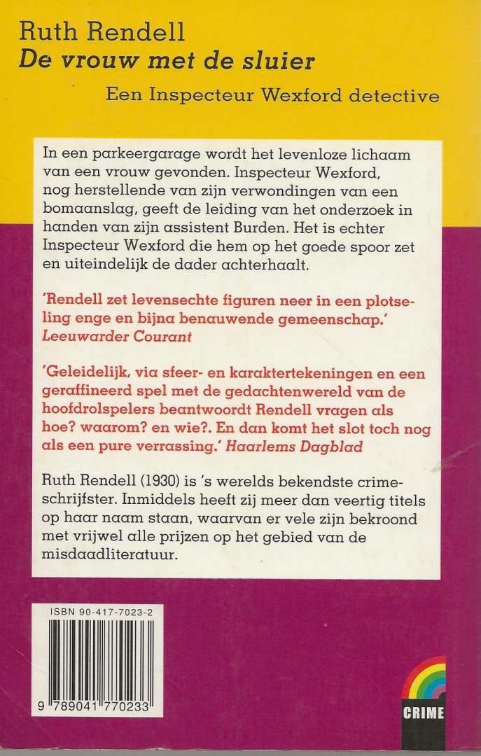 Rendell, Ruth . Vertaald door Piet Verhagen  Omslagontwerp Mariska Cock - De vrouw met de sluier