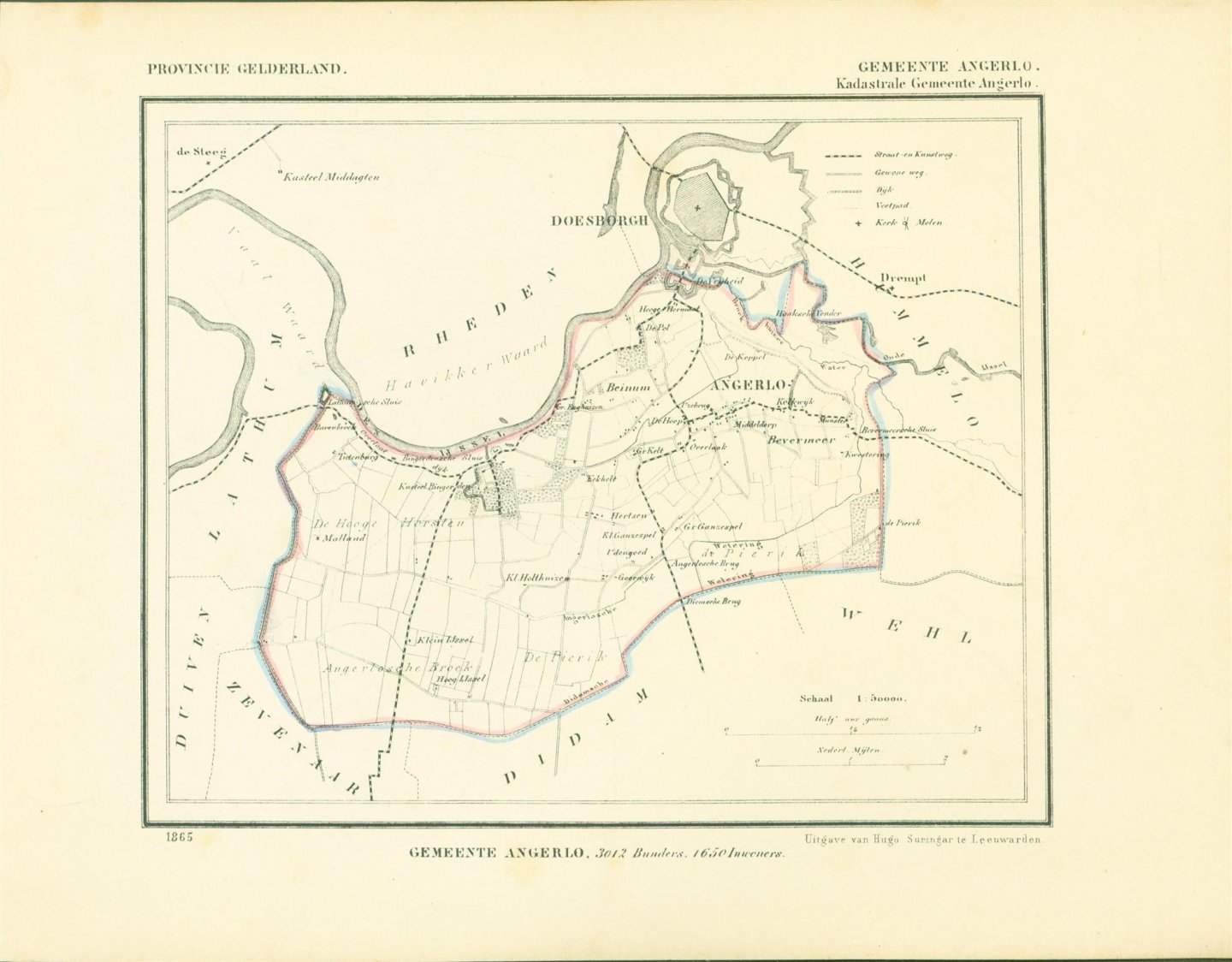 Kuyper Jacob. - ANGERLO . Map Kuyper Gemeente atlas van GELDERLAND