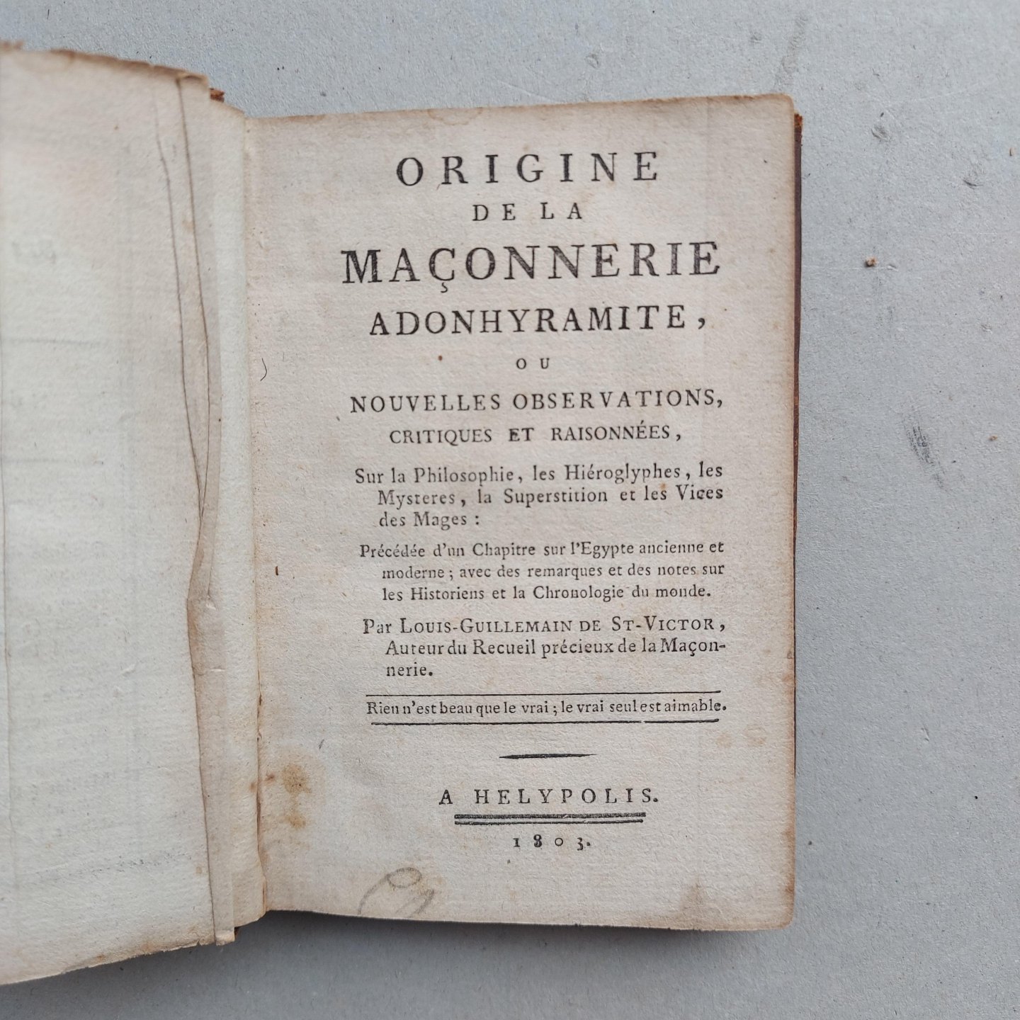 Onbekend - Origine de La Maconnerie adnohyramite