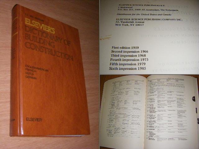 Mansum, C.J. - Elsevier`s Dictionary of Building Construction in four languages. English/American - French - Dutch and German