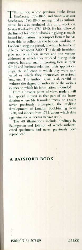 Ramsden, Charles - London Book Binders. 1780-1840.