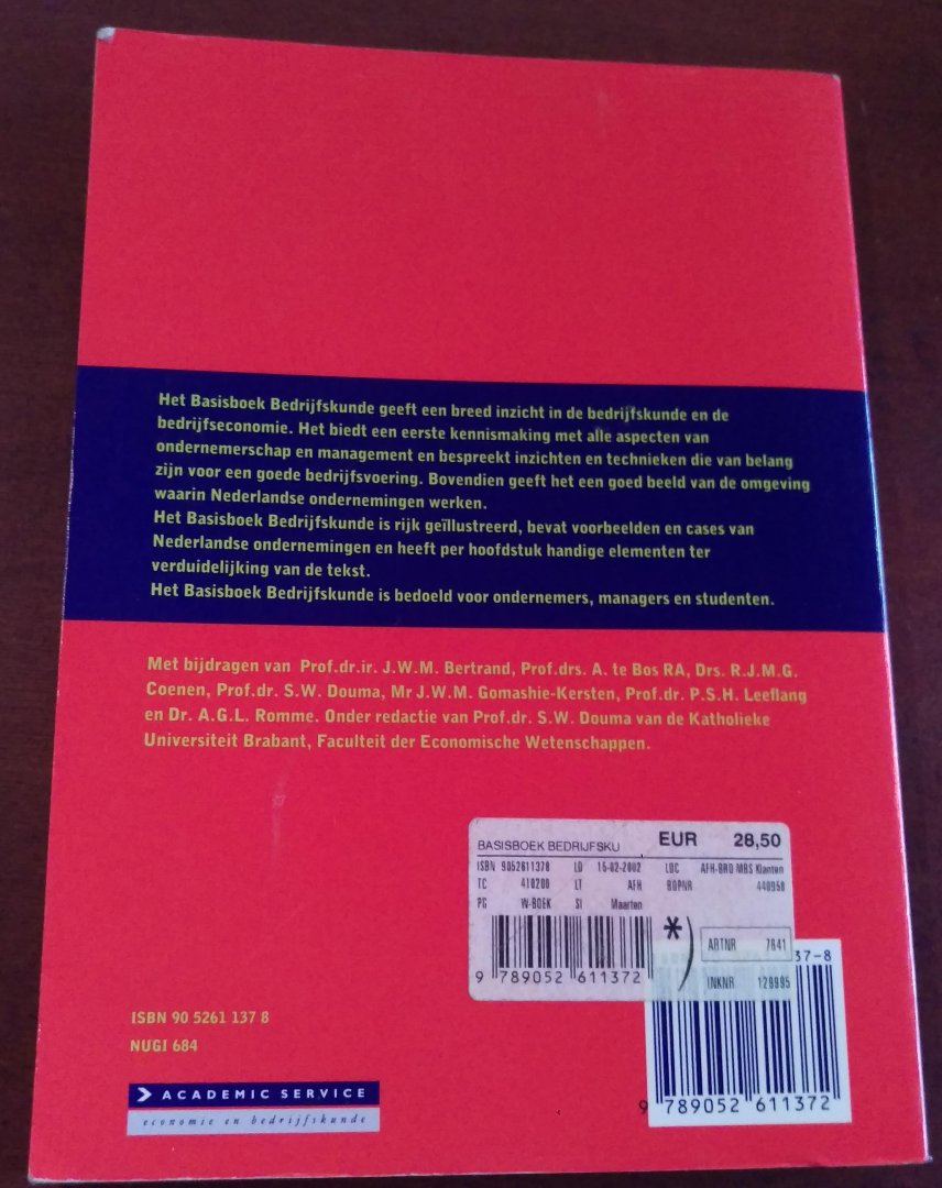 S. W. Douma Red. - Basisboek bedrijfskunde / druk 1