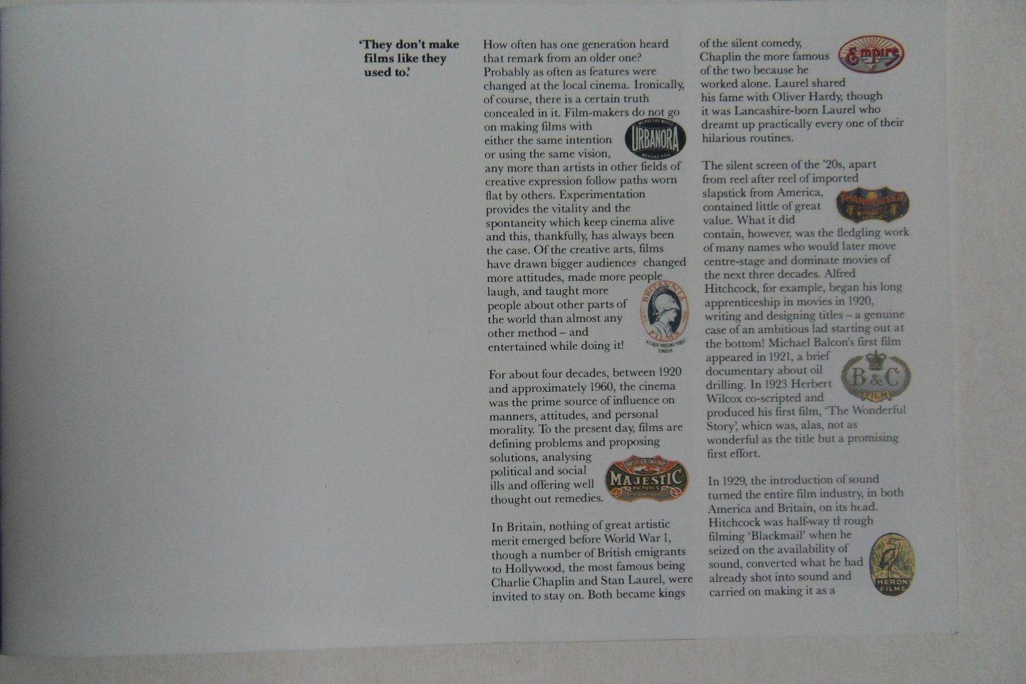 Pettigrew, Terence (text). - British Films. [ Complete with the five stamps in mint state ].