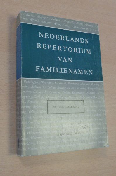 Meertens, P.J. en H. Buitenhuis (onder redactie van) - Nederlands repertorium van familienamen XII Noordholland band 1 A t/m L