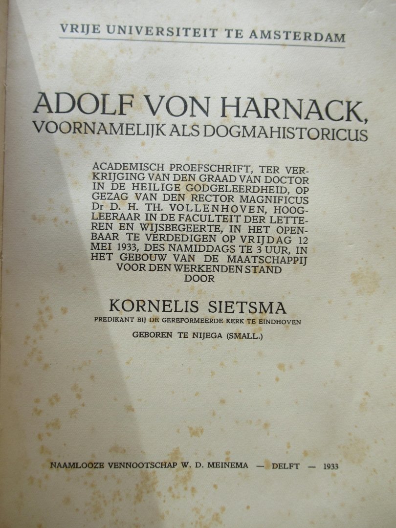 Sietsma K. - Adolf von Harnack