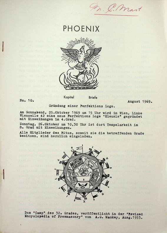  - Phoenix. No. 10. August 1969. Gründung einer Perfektions Loge