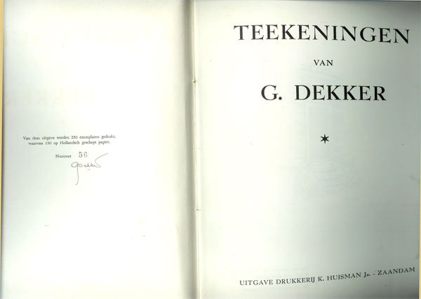Dekker, Gerard - Teekeningen van G.Dekker gesigneerd en genummerd 56 (of 234)