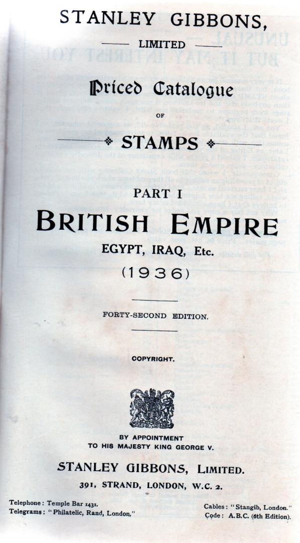 redactie - Gibbons' Priced Catalogue 1936 / Part 1  stamps of the British Empire