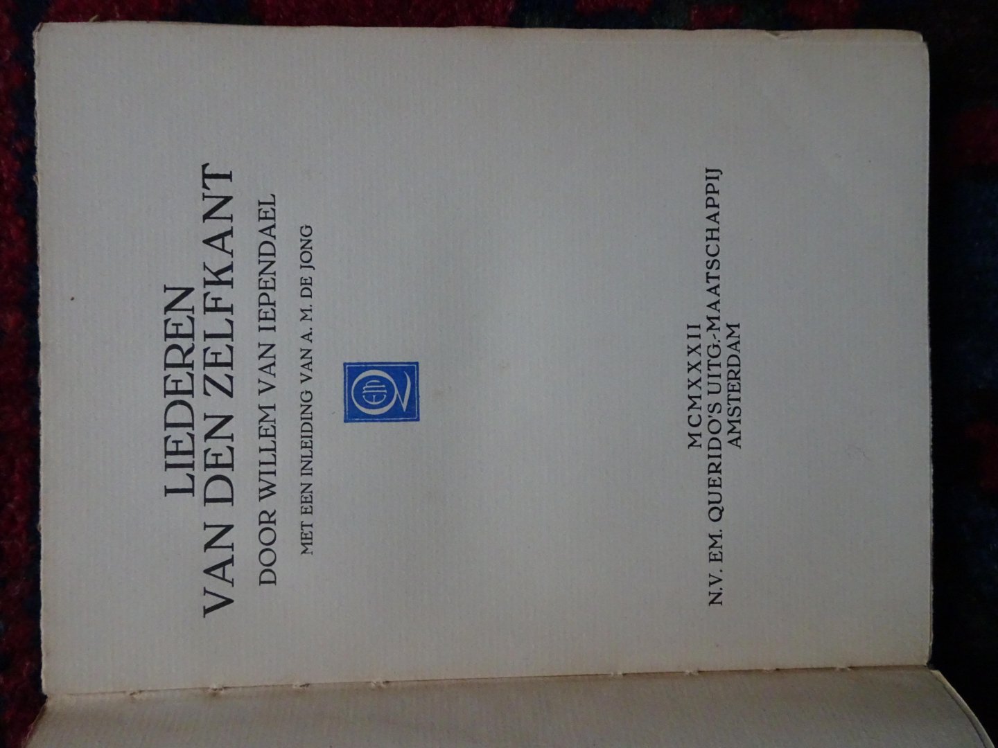 Iependael, Willem van - LIEDEREN VAN DEN ZELFKANT