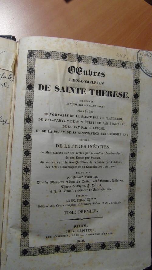 Sainte Thérèse - Oeuvres de Sainte Thérèse. Tome premier