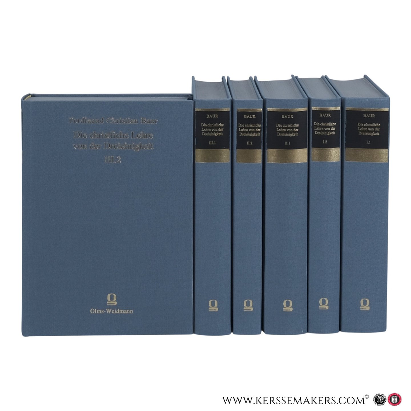 Baur, Ferdinand Christian. - Die christliche Lehre von der Dreieinigkeit und Menschwerdung Gottes in ihrer geschichtlichen Entwicklung. 3 Bände in 6 Bänden. Reprint der Ausgabe Tübingen 1841–1843. [6 volumes].