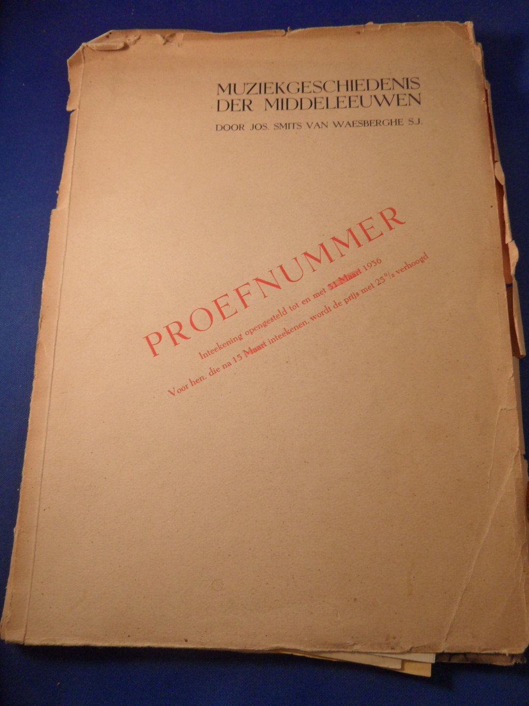 Smits van Waesberghe S.J., Jos - Proefnummer Muziekgeschiedenis der Middeleeuwen