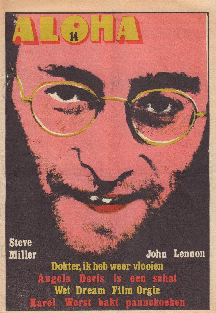 Diverse auteurs - Aloha 1971 nr. 14, 5 tot 19 november, Dutch underground magazine met o.a. / with a.o. JOHN LENNON (BEATLES, cover+ recensie Imagine 1 p.) , ANGELA DAVIS (2 p.) , ALICE COOPER verslag concert 1/2 p.),