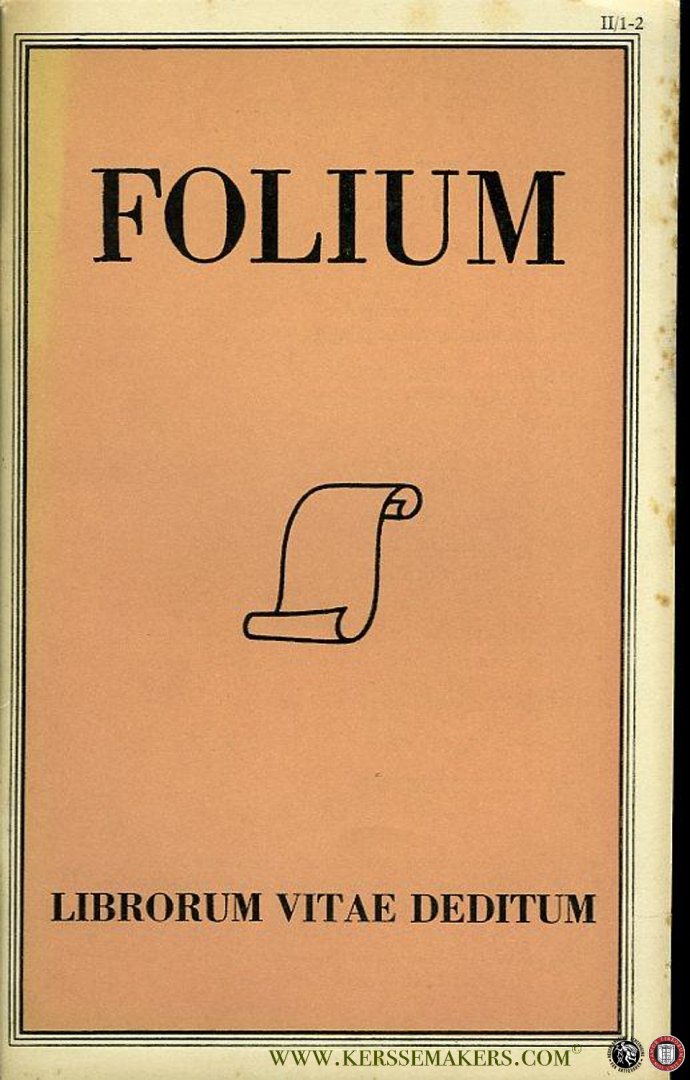GUMBERT, H.L. ( redactie) / Diverse auteurs - Folium Librorum Vitae Deditum. Jaargang 2 - 1952, nummer 1-2