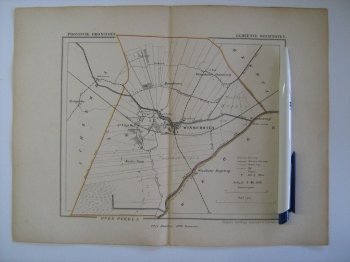  - Oudtijds grensgekleurde lithografie van Gemeente WINSCHOTEN, Groningen plm 1867