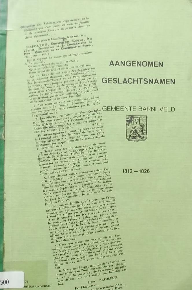 Crebolder, G. - Gemeente Barneveld aangenomen geslachtsnamen 1812 - 1826