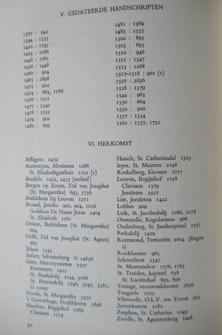 Derolez, Albert Dr. - Beknopte Catalogus van de Middeleeuwse Handschriften in de Universiteitsbibliotheek te Gent verworven sinds 1852.