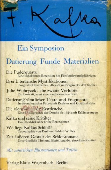 Born, Jürgen, Ludwig Dietz, Malcolm Pasley, Klaus Wagenbach - Kafka-Symposion. Datierung, Funde, Materialien