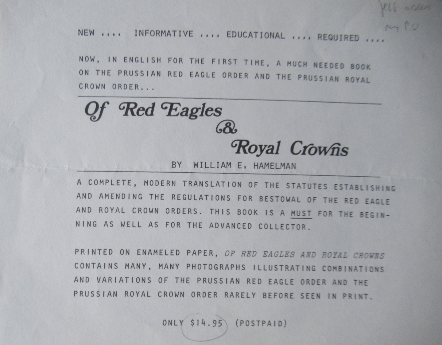 Hamelman, William E. - Of Red Eagles & Royal Crowns