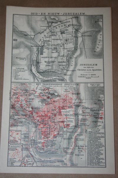  - Oude kaart/ plattegrond - Oud- en nieuw Jeruzalem   - circa 1905