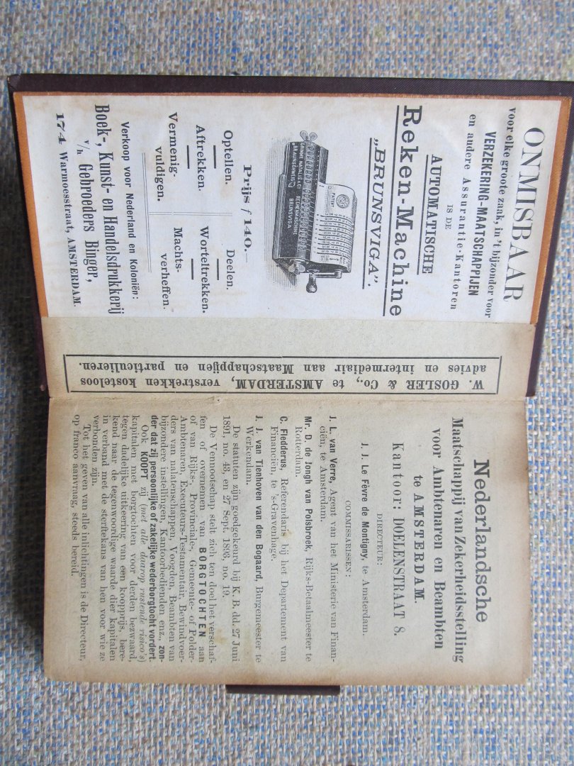 Gosler, W. - NEDERLANDSCHE ALMANAK VAN LEVENSVERZEKERING