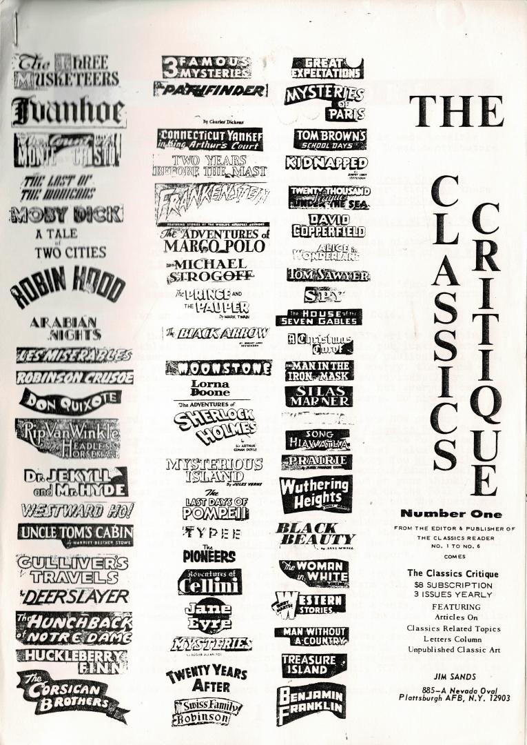  - The Classics Critique/The Classics Reader (19 nummers)
