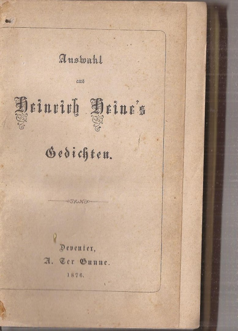 HEINE, HEINRICH - Auswahl aus Heinrich Heine's Gedichten
