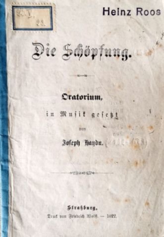 Haydn, Joseph: - [Libretto] Die Schöpfung. Oratorium