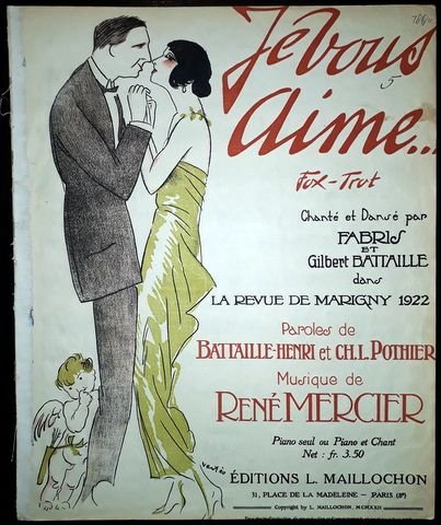 Mercier, René: - Je vous aime. Fox-trot. Piano et chant