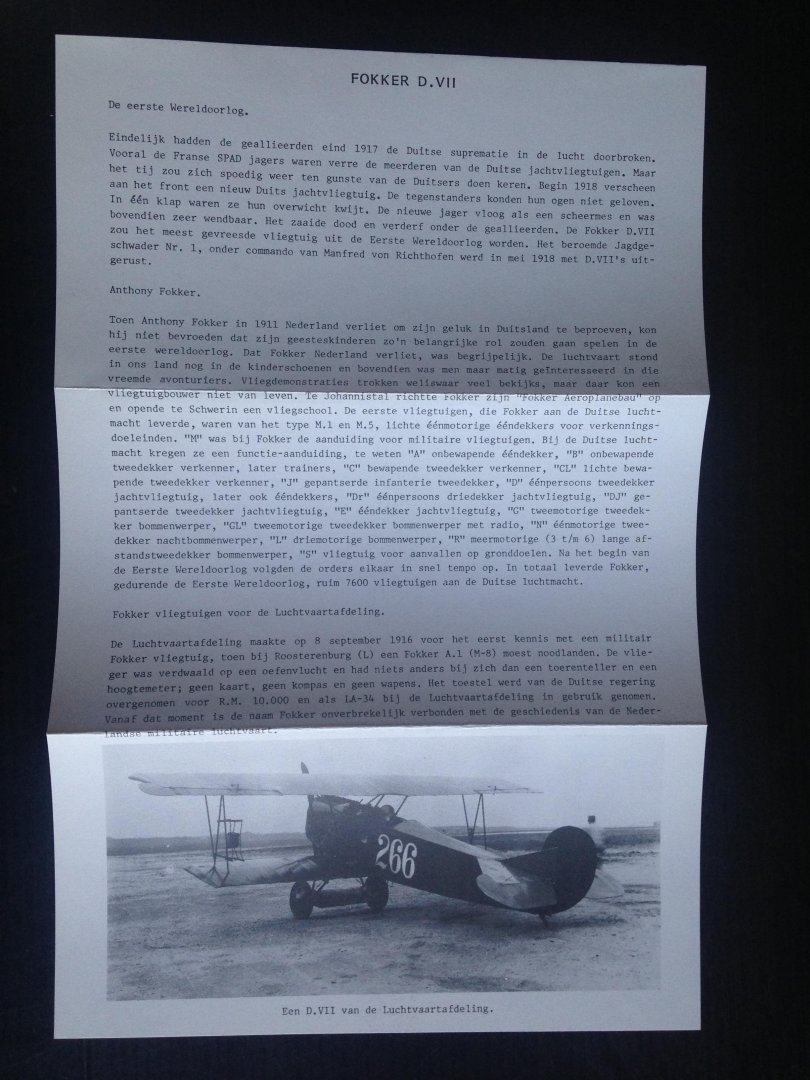  - Eerstedag envelop Soesterberg Fokker D-VII nr 266, 1988